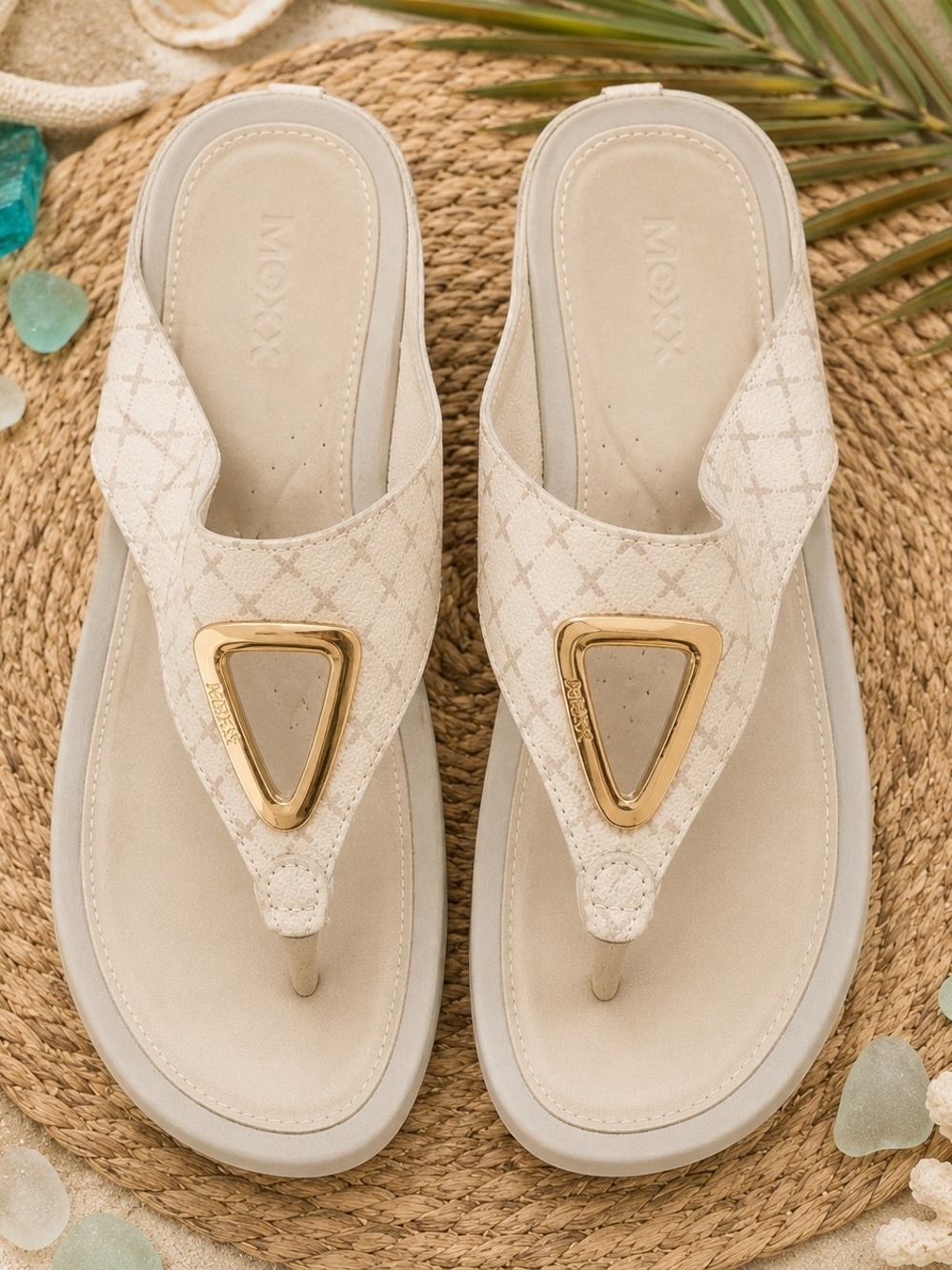 MEXX Taupe Gold Accent Comfort Thong Sandals 8